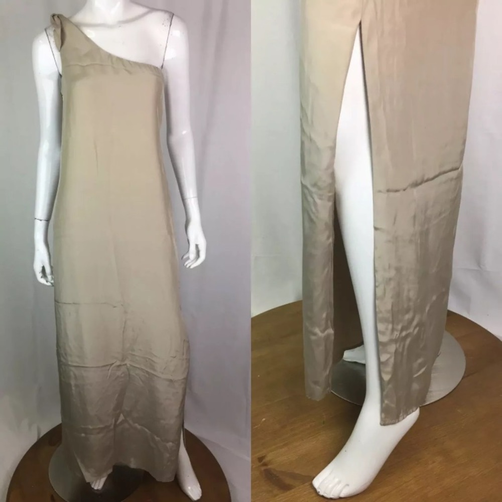 Natalie Deayala Silk One Shoulder Column Dress